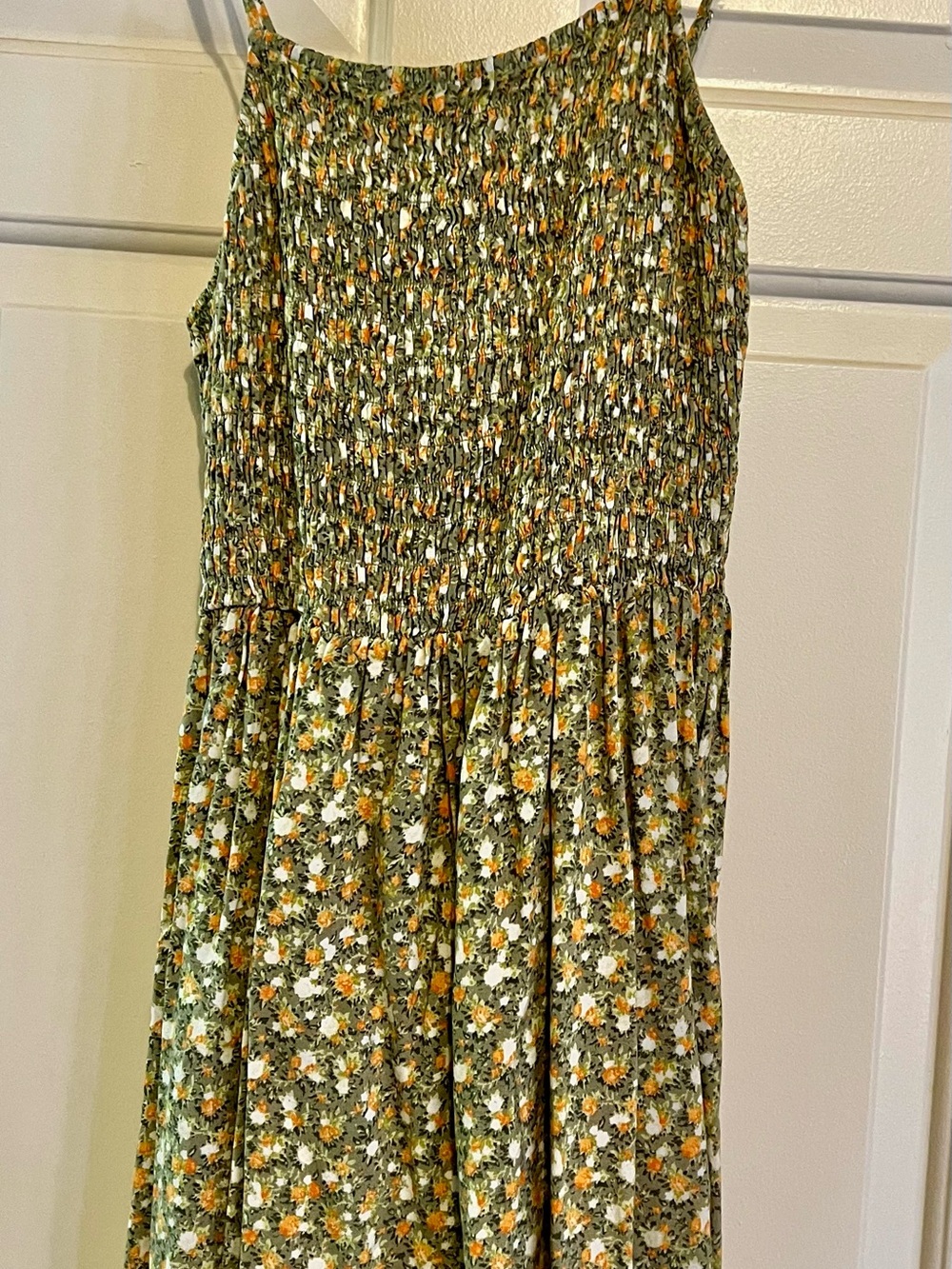 Stitch & Pine Olive Green Ditsy Floral Smocked Cami Sundress - Size M